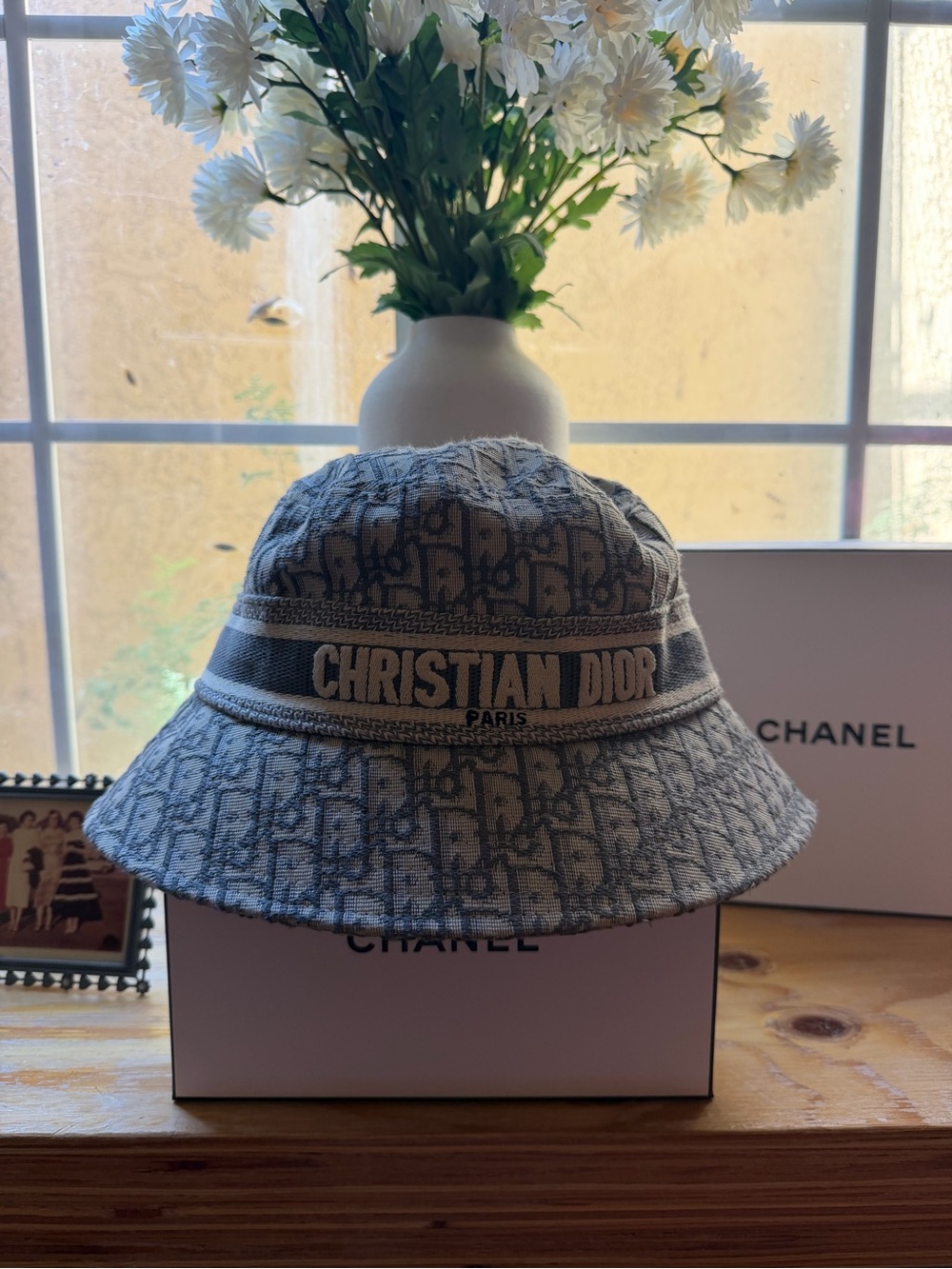 Dior Beige & Gray Oblique Jacquard Bucket Hat